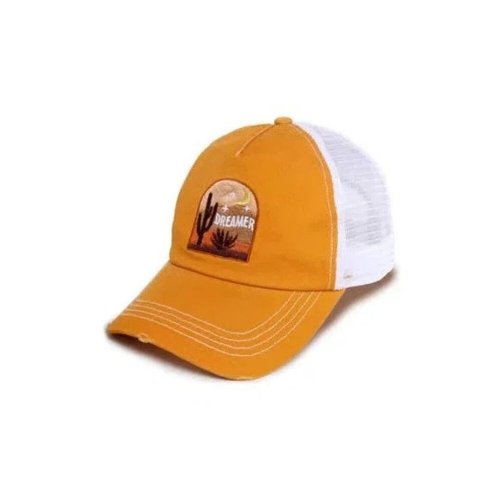 DAVID & YOUNG Desert Dreamer Patch Baseball Cap Mustard White New
